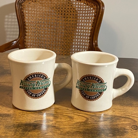 Pair Of Vintage Krispy Kreme Thick Heavy Ceramic Coffee Mug - Picture 2 of 9
